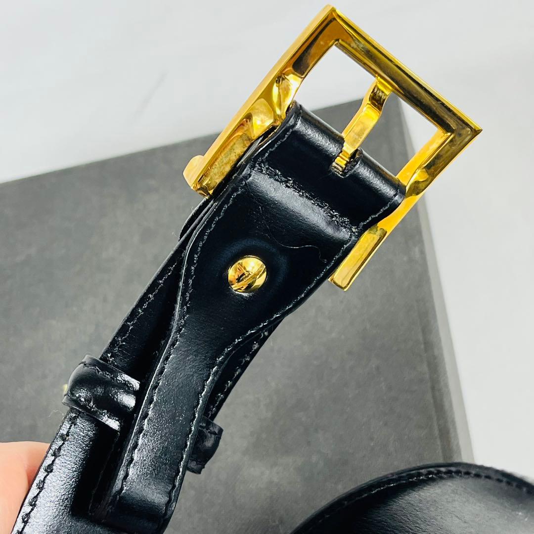 Bvlgari ブルガリ　黒レザーベルト 金色バックル　ユニセックス