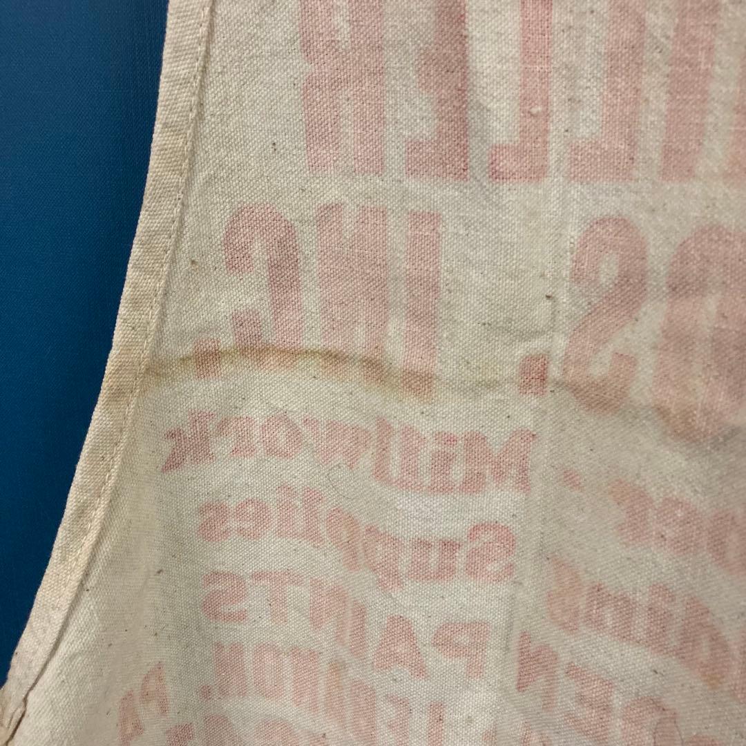 US仕入れ ビンテージエプロン キャンバス 染み込み アメリカアドバタイジング赤