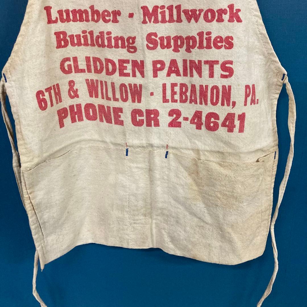 US仕入れ ビンテージエプロン キャンバス 染み込み アメリカアドバタイジング赤