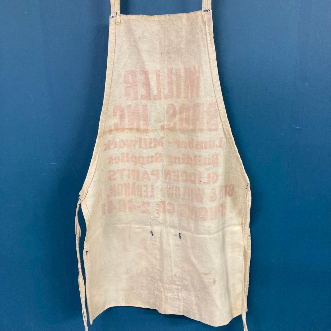 US仕入れ ビンテージエプロン キャンバス 染み込み アメリカアドバタイジング赤