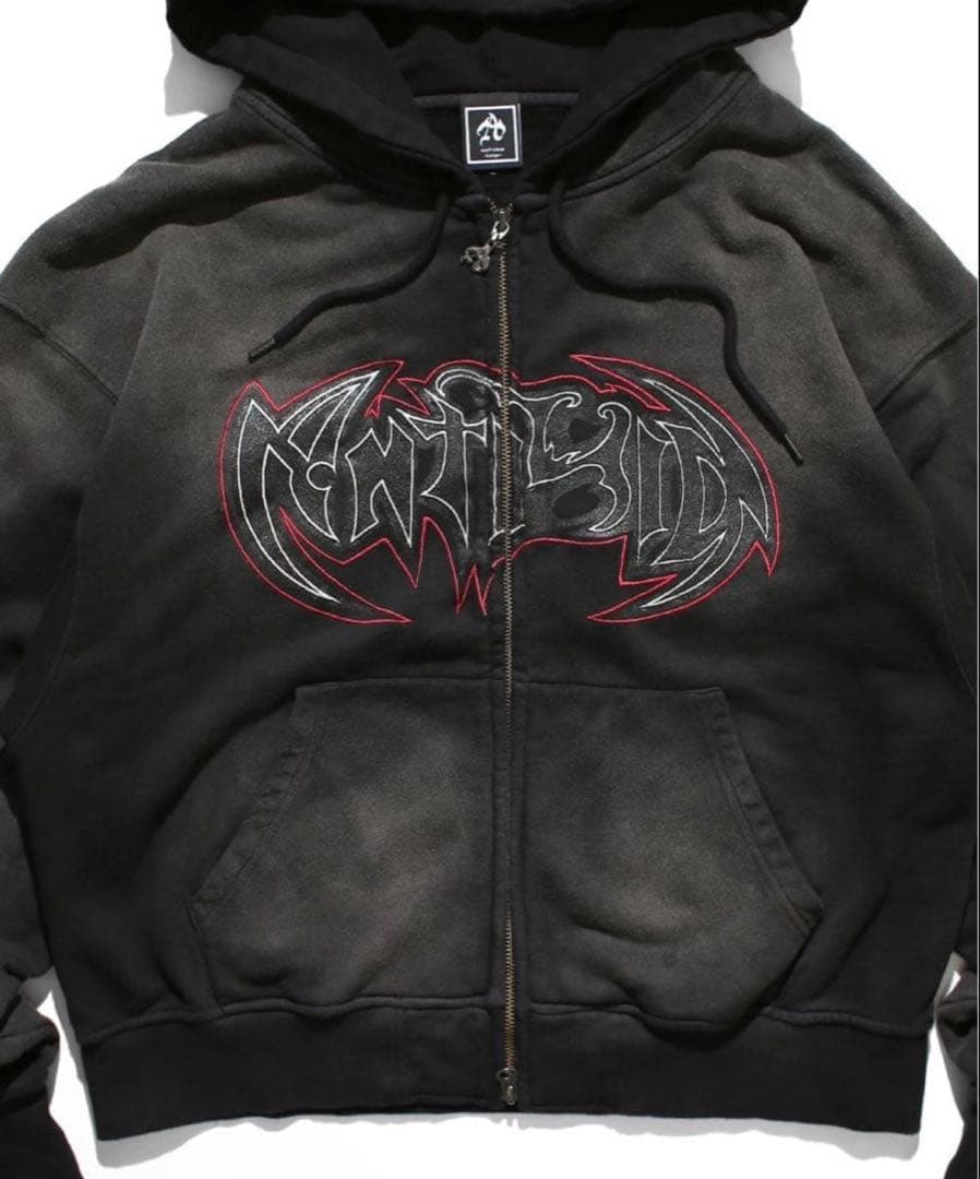 ANTIMID ジップパーカー 赤黒