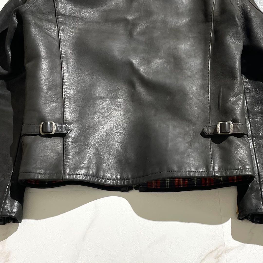 入手困難✨ ロストコントロール レザージャケット 羊革 チェック柄 ブラック