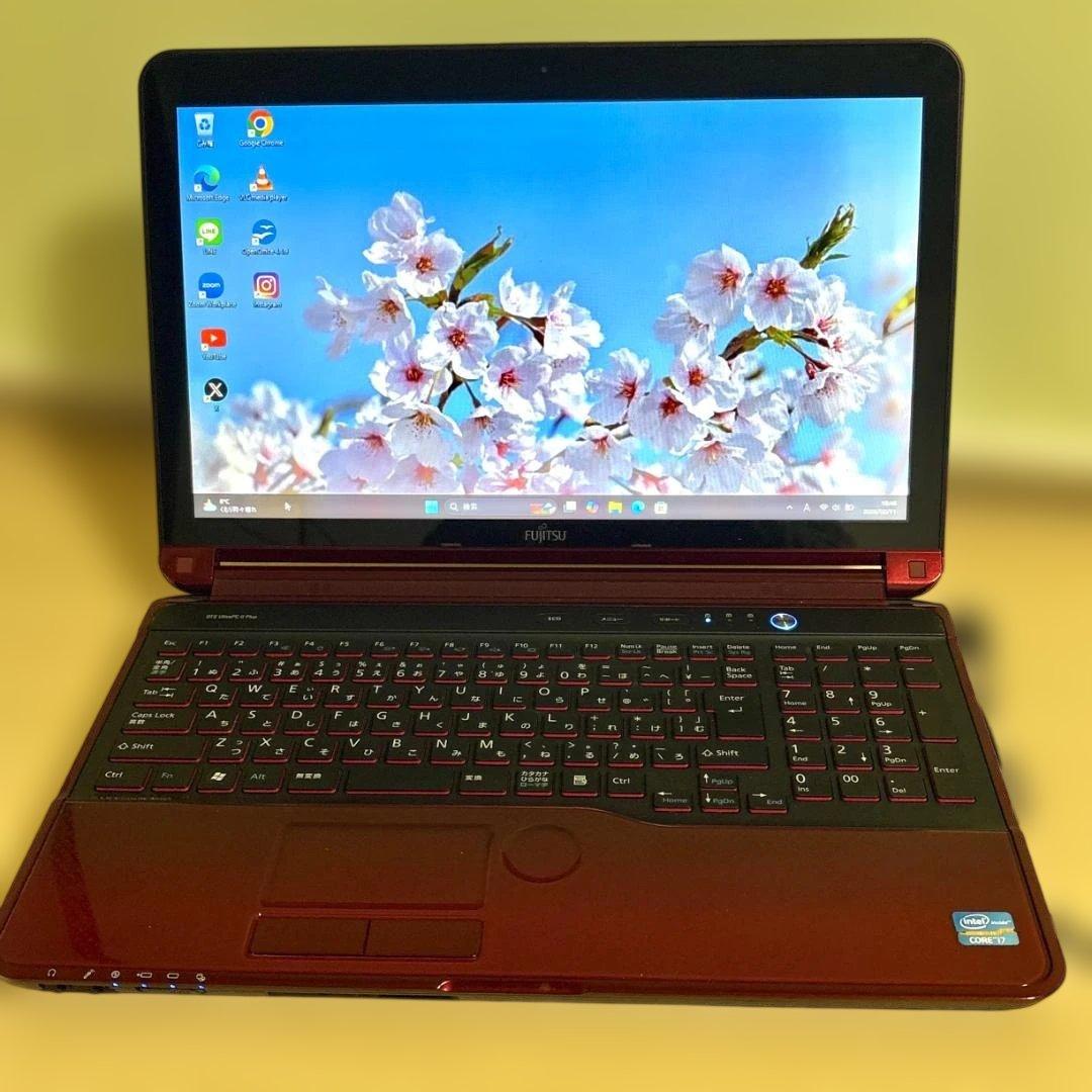✨️富士通の赤いノートPC/Corei7/Win11/DVD付/特大HDD1TB