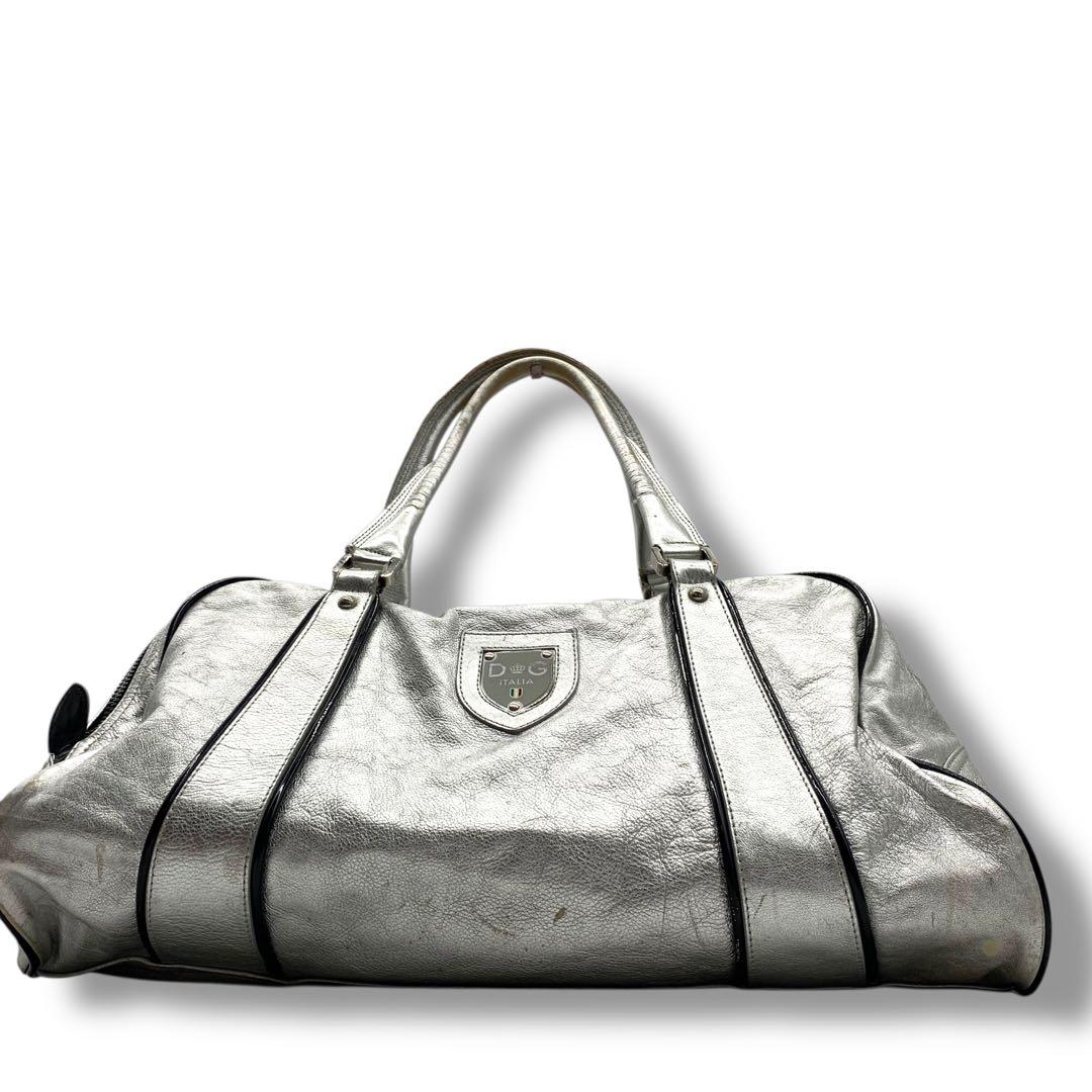 ドルチェアンドガッバーナ　ユニセックス　シルバー ボストンバッグ ラージレザー