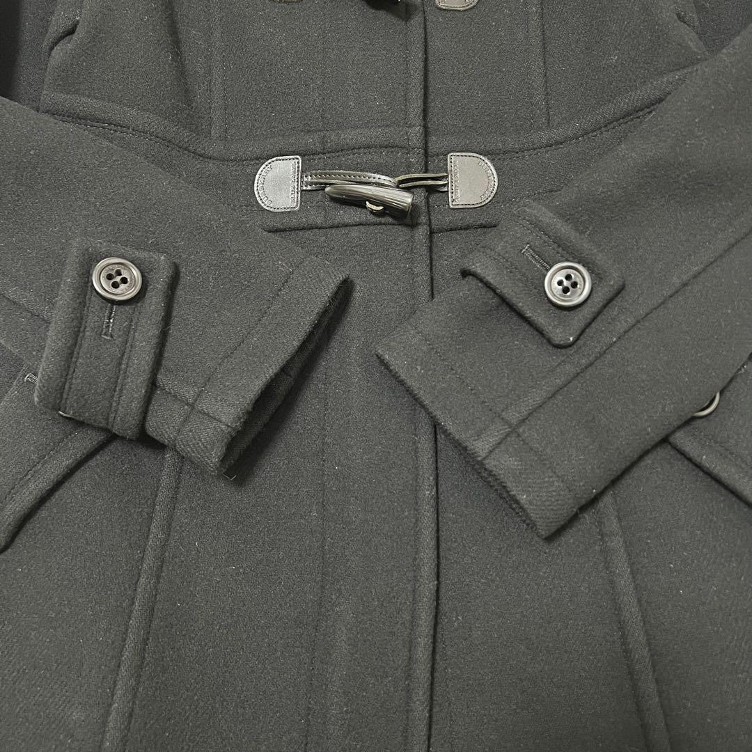 バーバリーブルーレーベル ダッフルコート チェック Aライン フード 黒 M