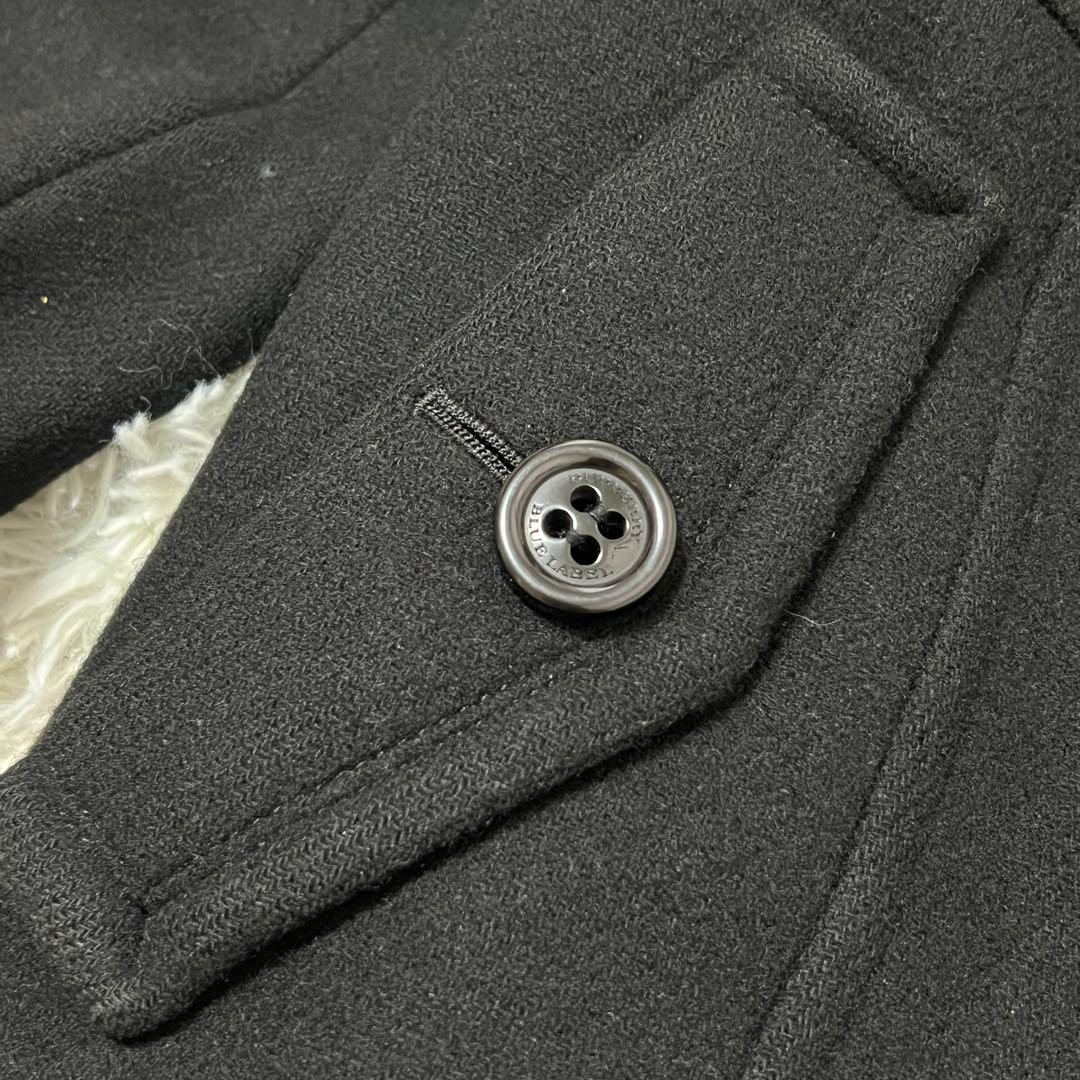 バーバリーブルーレーベル ダッフルコート チェック Aライン フード 黒 M