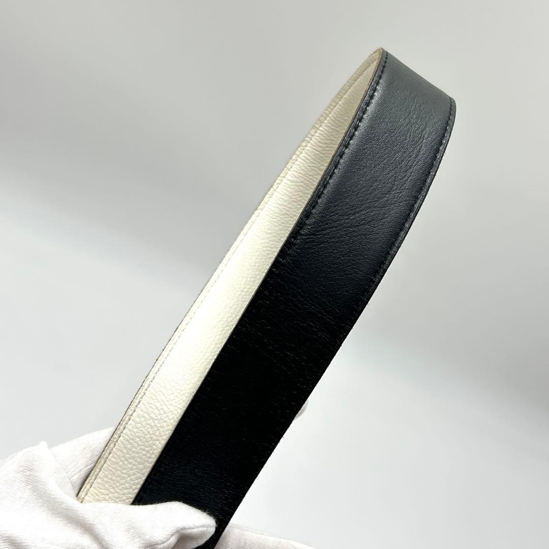 タピタピ様エルメス✨Hベルト ネイビー ホワイト シルバー金具 H刻印