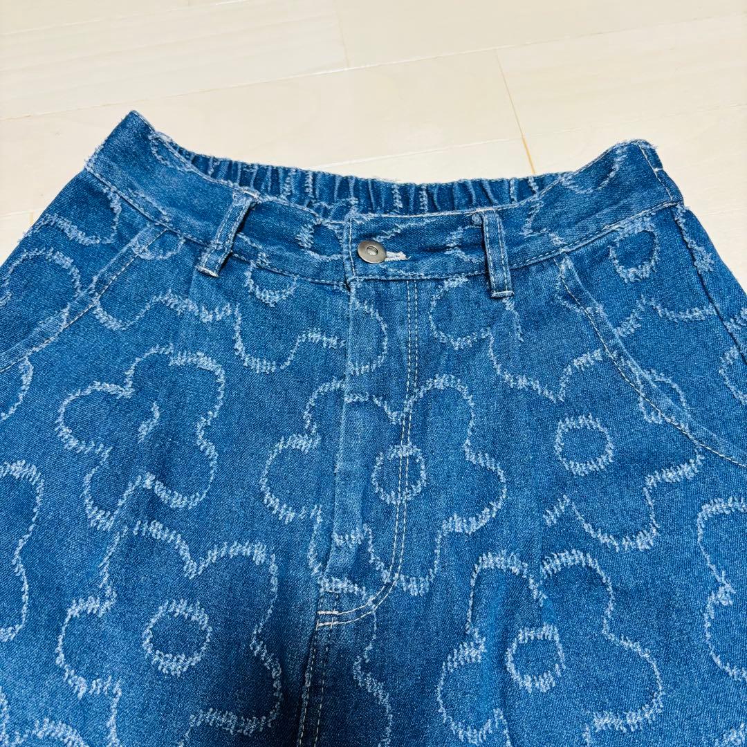 【完売品】ScoLar スカラー　花 ジャガードデニムパンツ ワイドパンツ