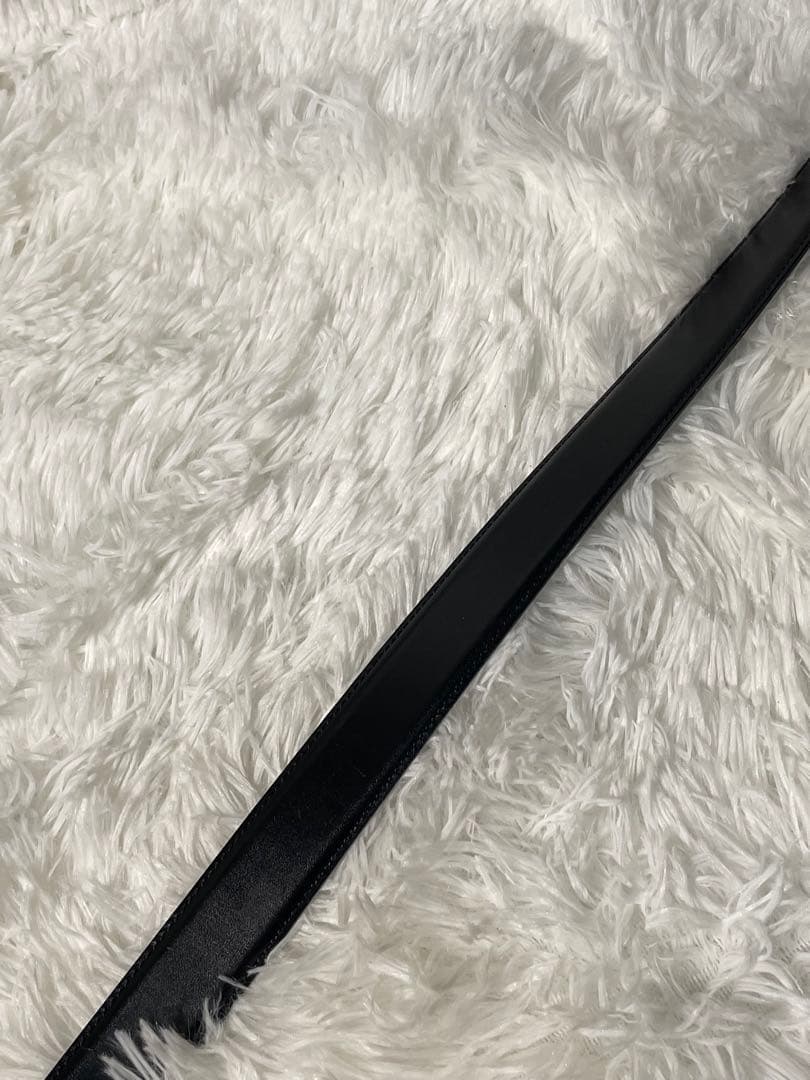 美品　BVLGARI レザーベルト ブラック シルバーバックル 本革 付属袋付き