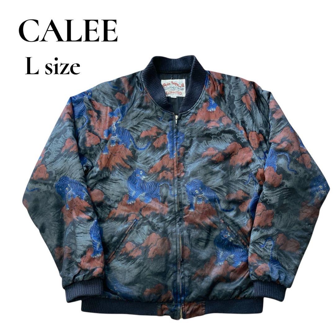 キャリー　CALEE サテンリブジャケット　ブルゾン　虎　百虎　総柄　アウター