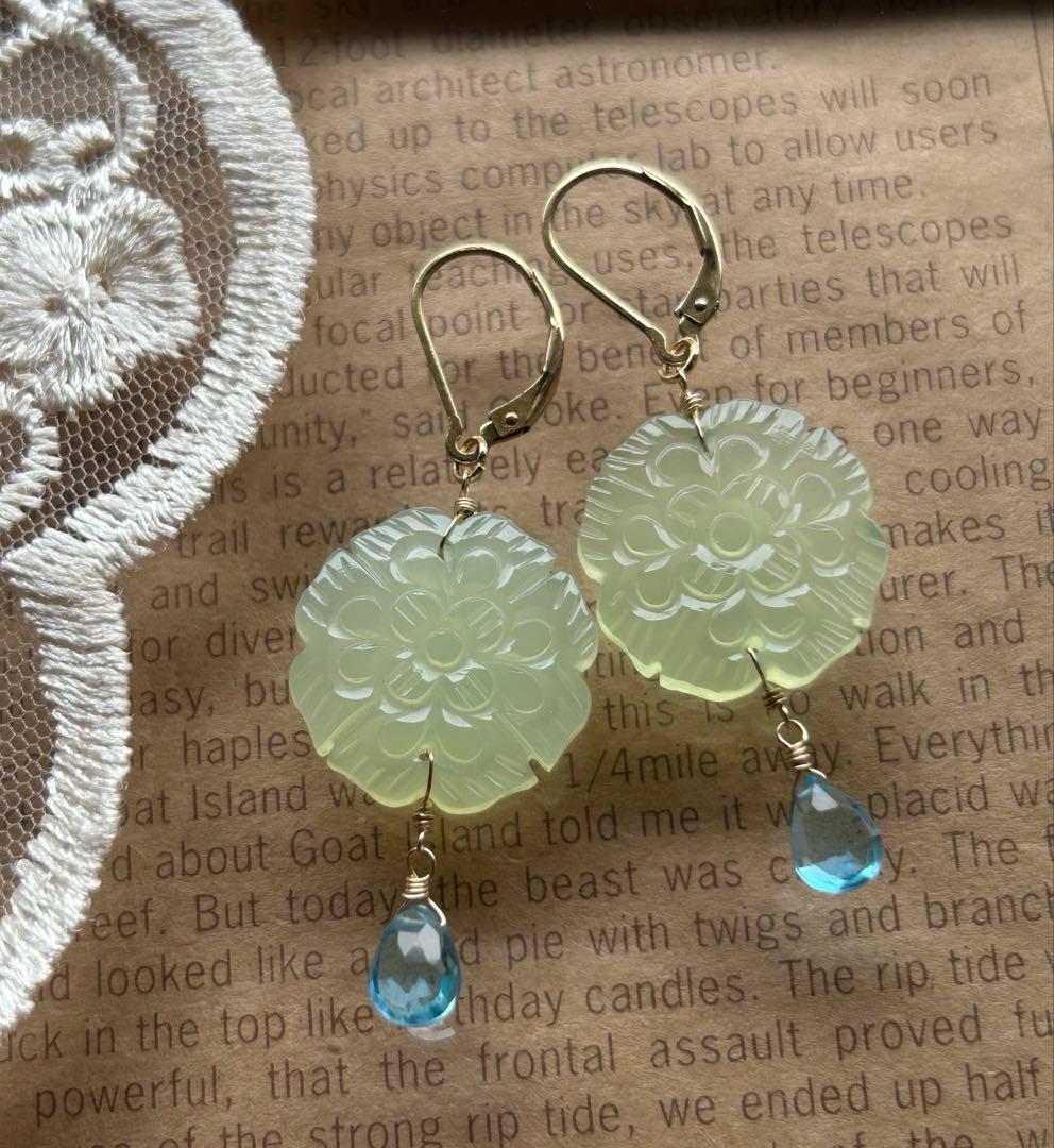 高品質スコロライトコンケーブカット＆宝石質アメジストのピアスチャーム他14kgf