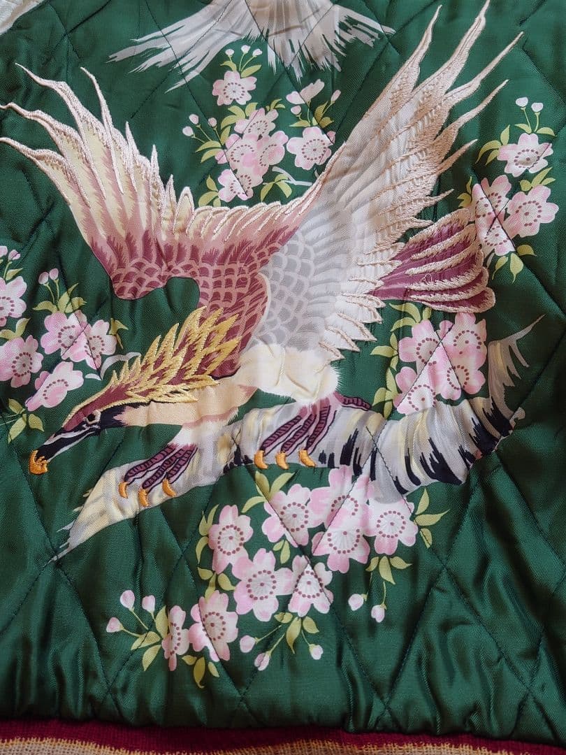 美品　テーラー東洋　スカジャン　虎　鷹　富士山　中綿入り　M　金✕黒　緑✕白