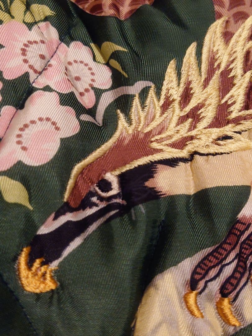 美品　テーラー東洋　スカジャン　虎　鷹　富士山　中綿入り　M　金✕黒　緑✕白