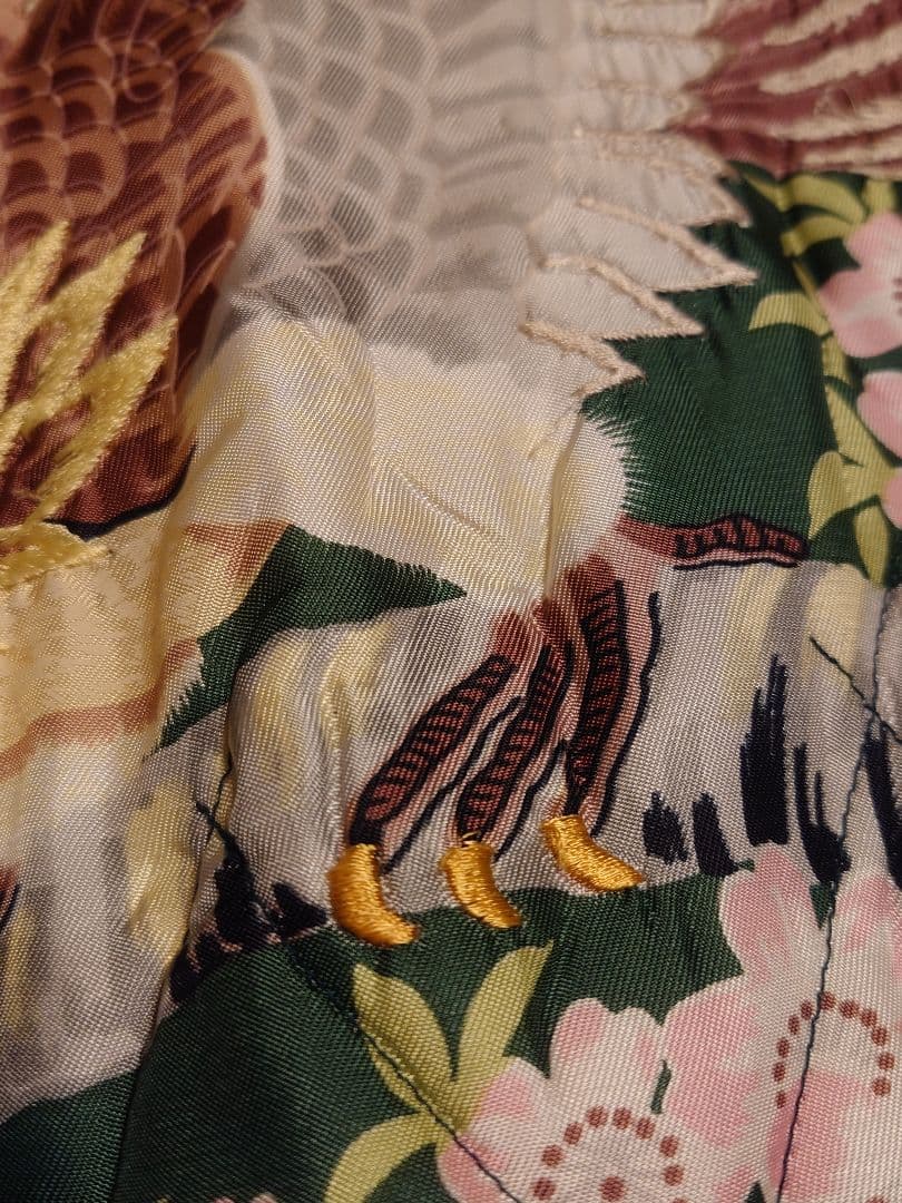 美品　テーラー東洋　スカジャン　虎　鷹　富士山　中綿入り　M　金✕黒　緑✕白