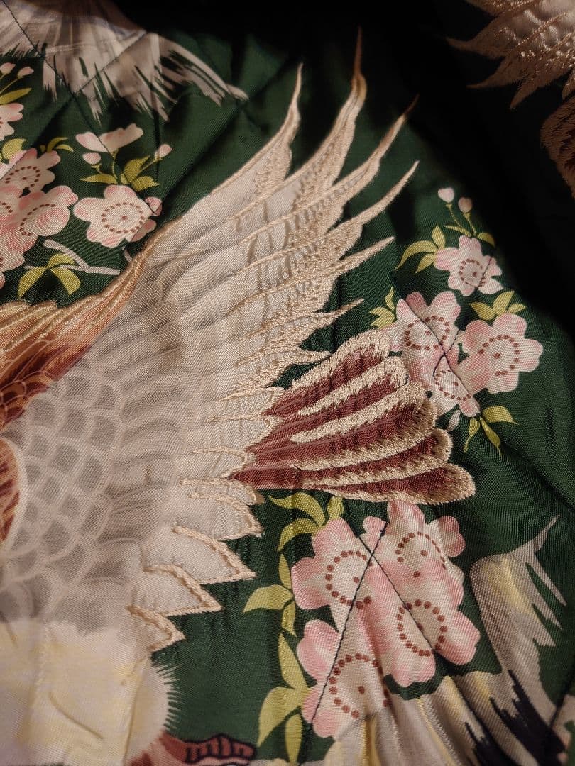 美品　テーラー東洋　スカジャン　虎　鷹　富士山　中綿入り　M　金✕黒　緑✕白