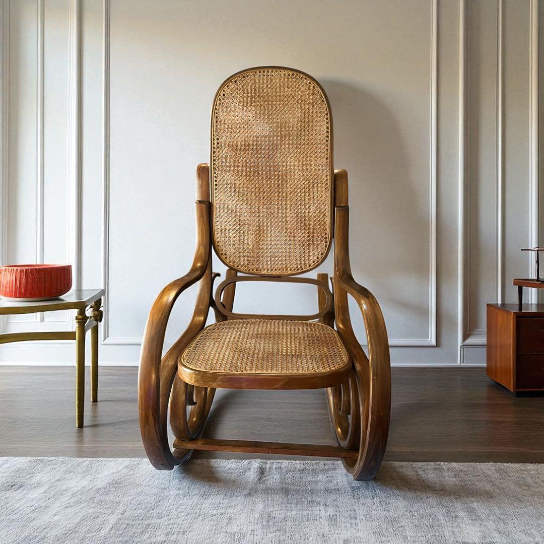 ビンテージ/ラタン/籐家具/1脚/ロッキングチェア/アームチェア/チェア/椅子