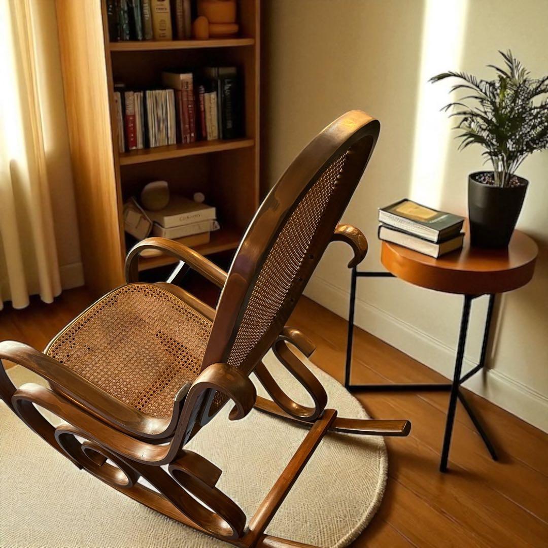 ビンテージ/ラタン/籐家具/1脚/ロッキングチェア/アームチェア/チェア/椅子