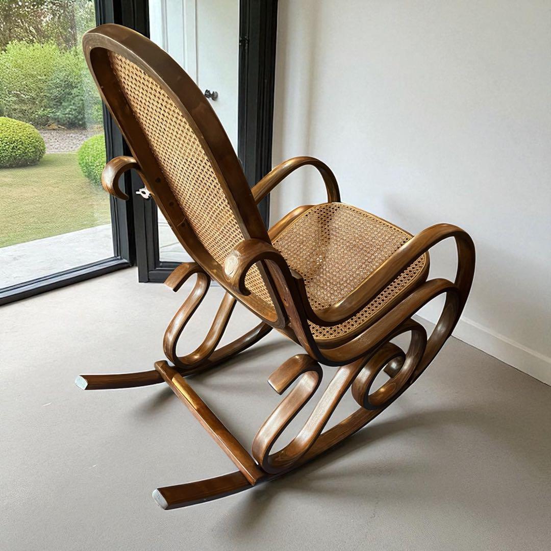 ビンテージ/ラタン/籐家具/1脚/ロッキングチェア/アームチェア/チェア/椅子