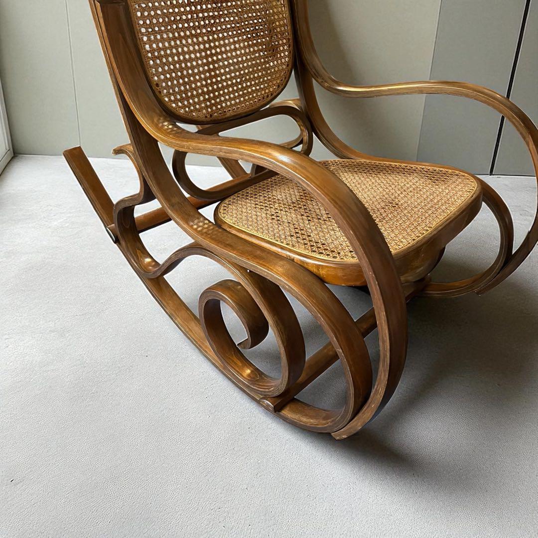ビンテージ/ラタン/籐家具/1脚/ロッキングチェア/アームチェア/チェア/椅子
