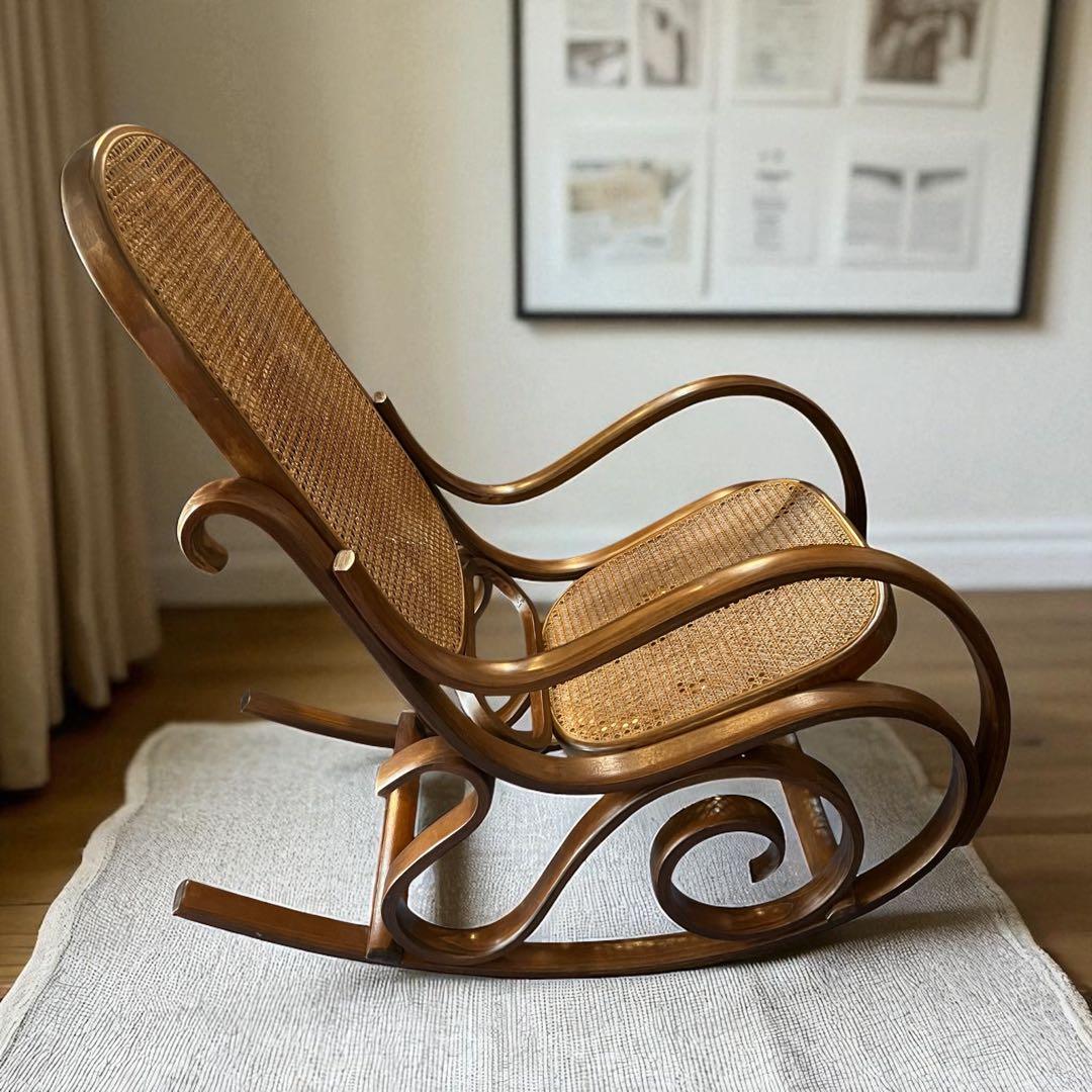 ビンテージ/ラタン/籐家具/1脚/ロッキングチェア/アームチェア/チェア/椅子