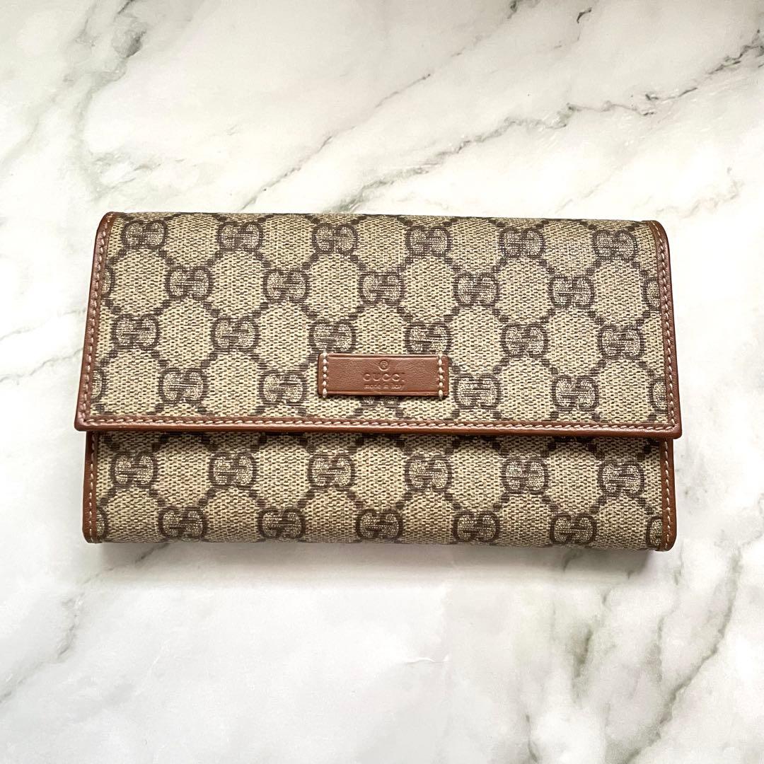 GUCCI グッチ フラップ 長財布　PVC　3つ折り財布 美品　0122-⑤