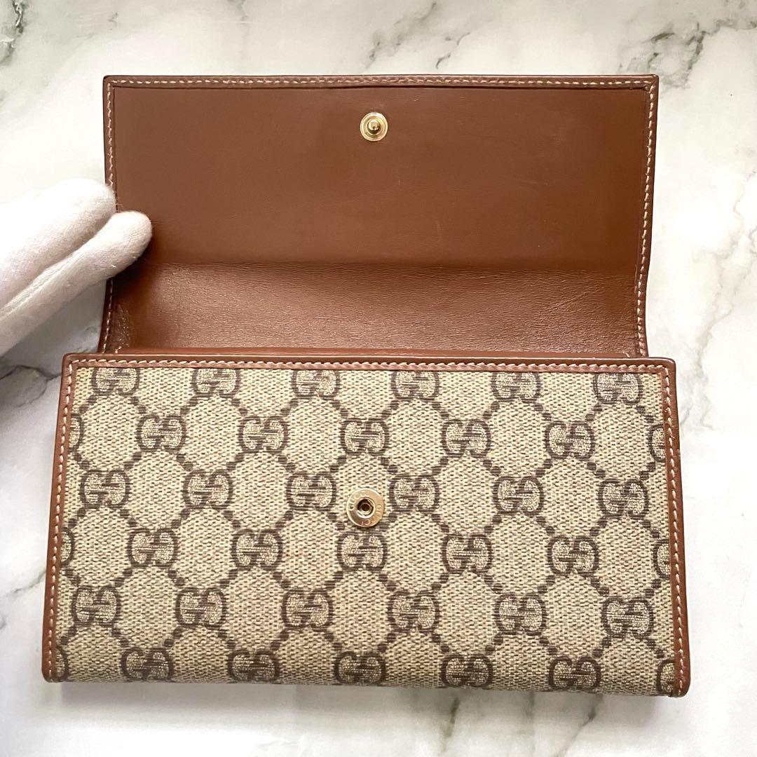 GUCCI グッチ フラップ 長財布　PVC　3つ折り財布 美品　0122-⑤