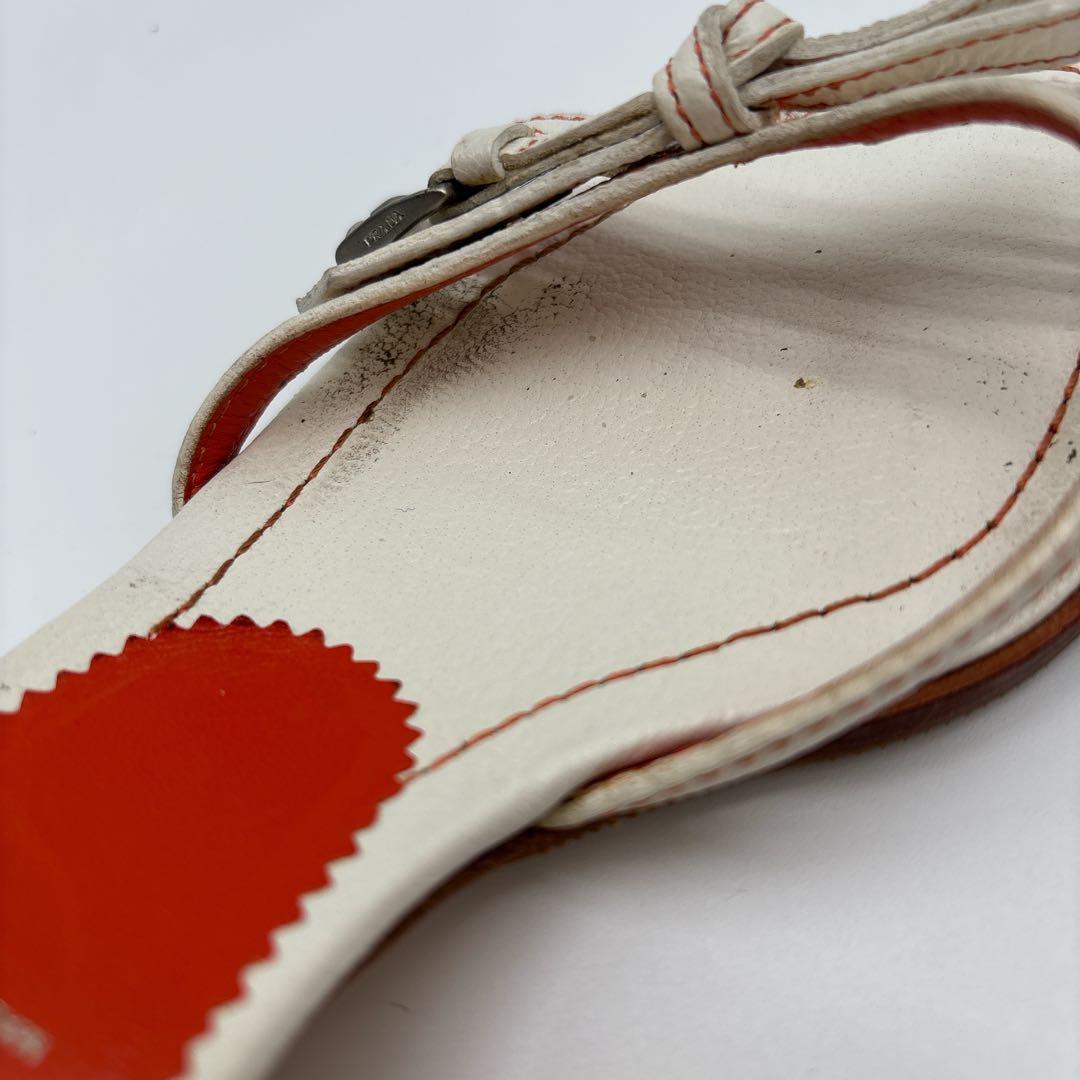 プラダ リボンデザインバイカラー ミュール　サイズ35 1/2 22.5㎝相当