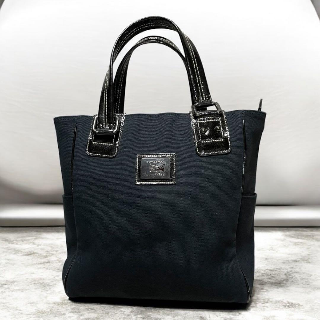 美品 バーバリー メタルホースロゴ キャンバストート A4対応 大容量