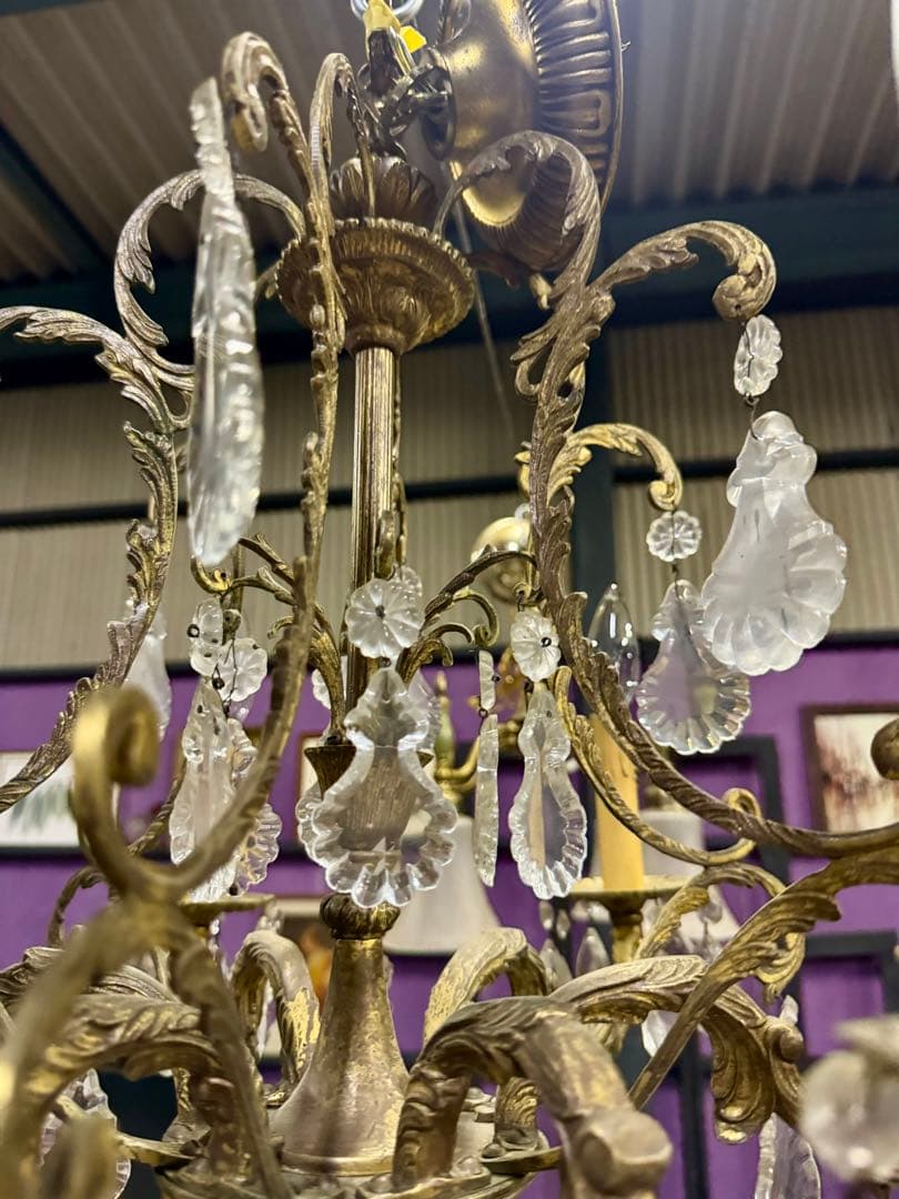 アンティーク 西洋シャンデリア 6灯 直径60×高さ60 クリスタル装飾