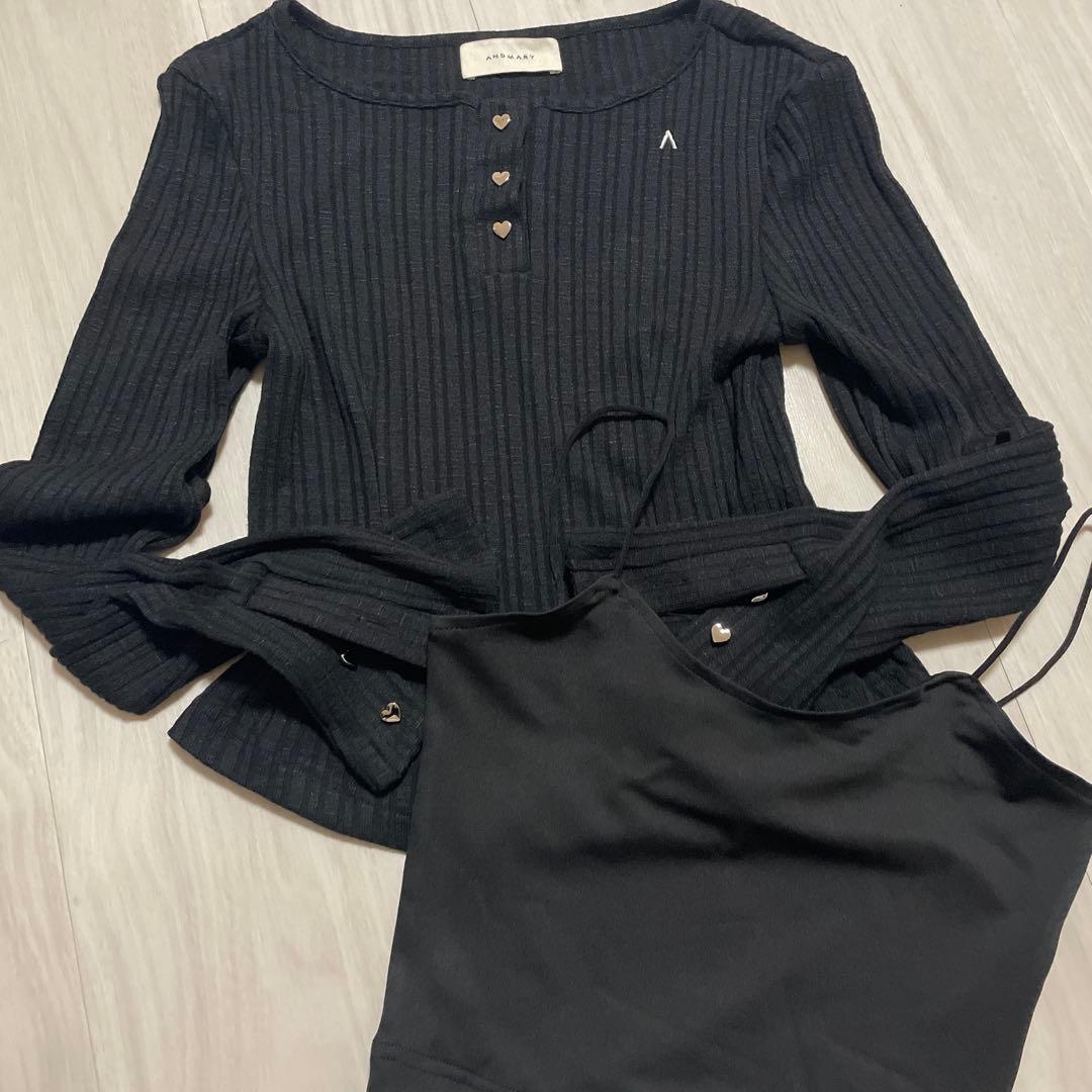 andmary Dorothy heart tops black ニット