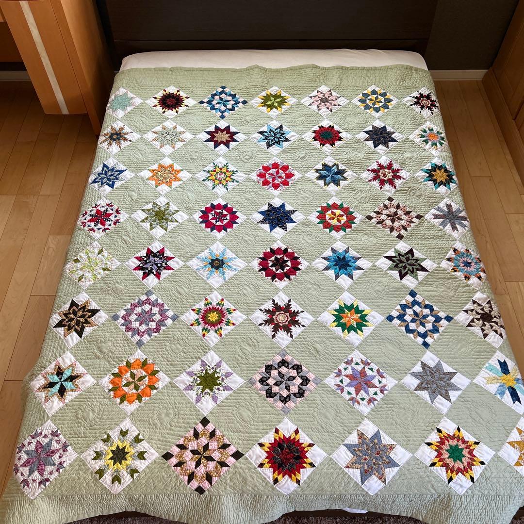 パッチワーク　ベットカバー　マルチカバー　ソファカバー　ハンドメイド