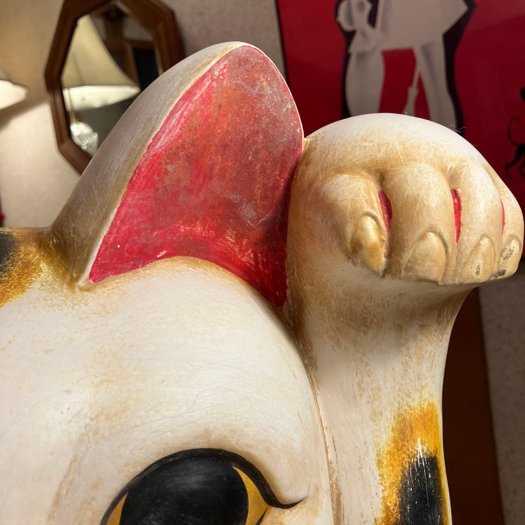 【ヴィンテージ】招き猫 陶器製 約50cm