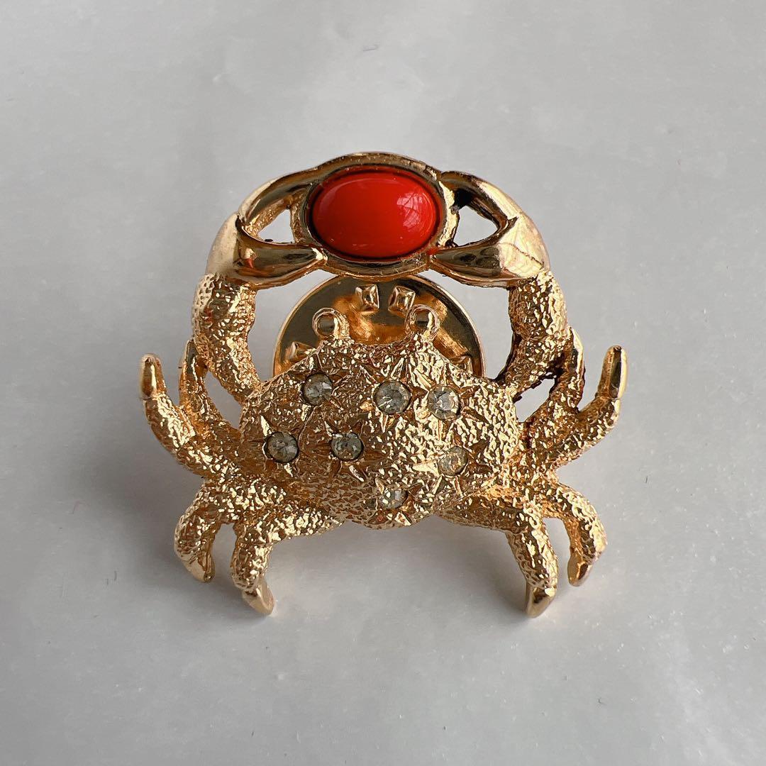 Christian Dior カニモチーフ　ブローチ　GP ラインストーン