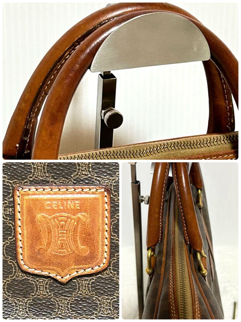 CELINE オールドセリーヌ マカダム柄 ブリーフケース ビジネスバッグ 茶色