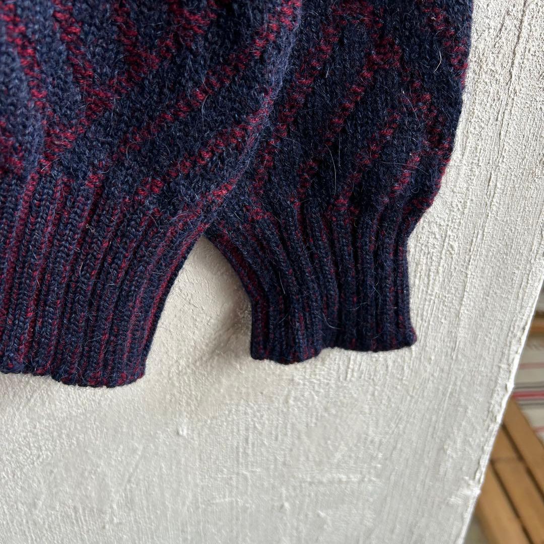 70S イングランド製 alan paine アルパカ 総柄ニット アランペイン