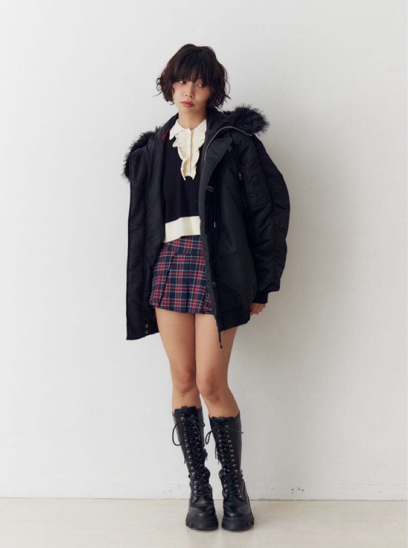 完売 jouetie ルーズ N-2B ブルゾン ファーフード付き M ナイロン