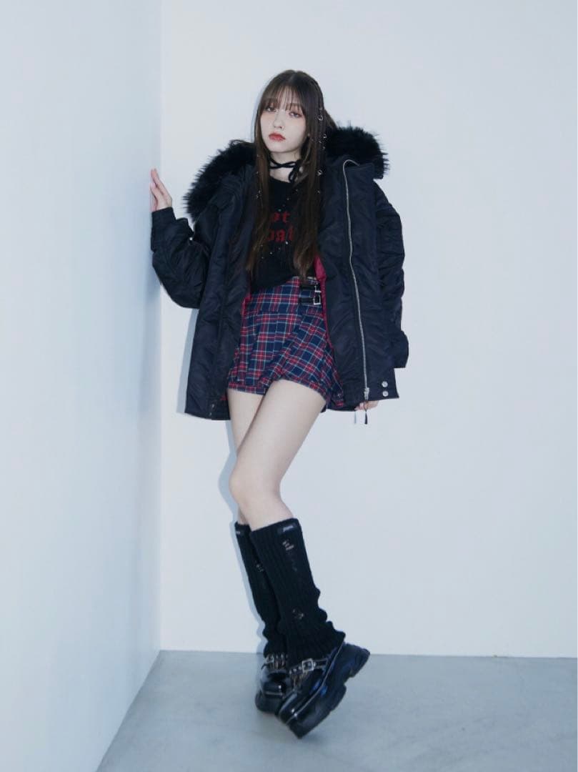 完売 jouetie ルーズ N-2B ブルゾン ファーフード付き M ナイロン