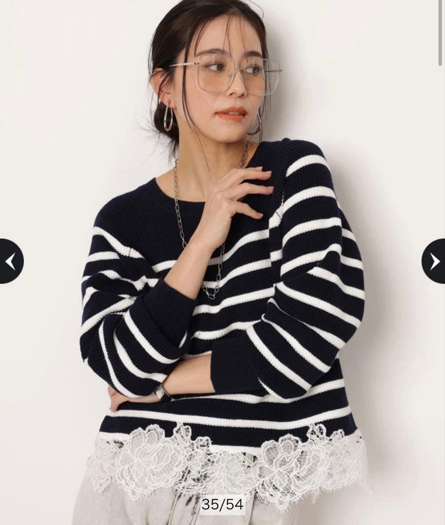 【最終値下げ！今季新作！】Arpege story 裾刺繍レースニット