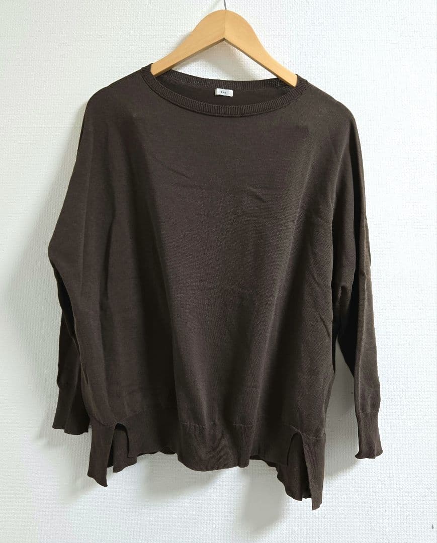 IENA コットンストレッチNEOワイド長袖プルオーバー　ブラウン