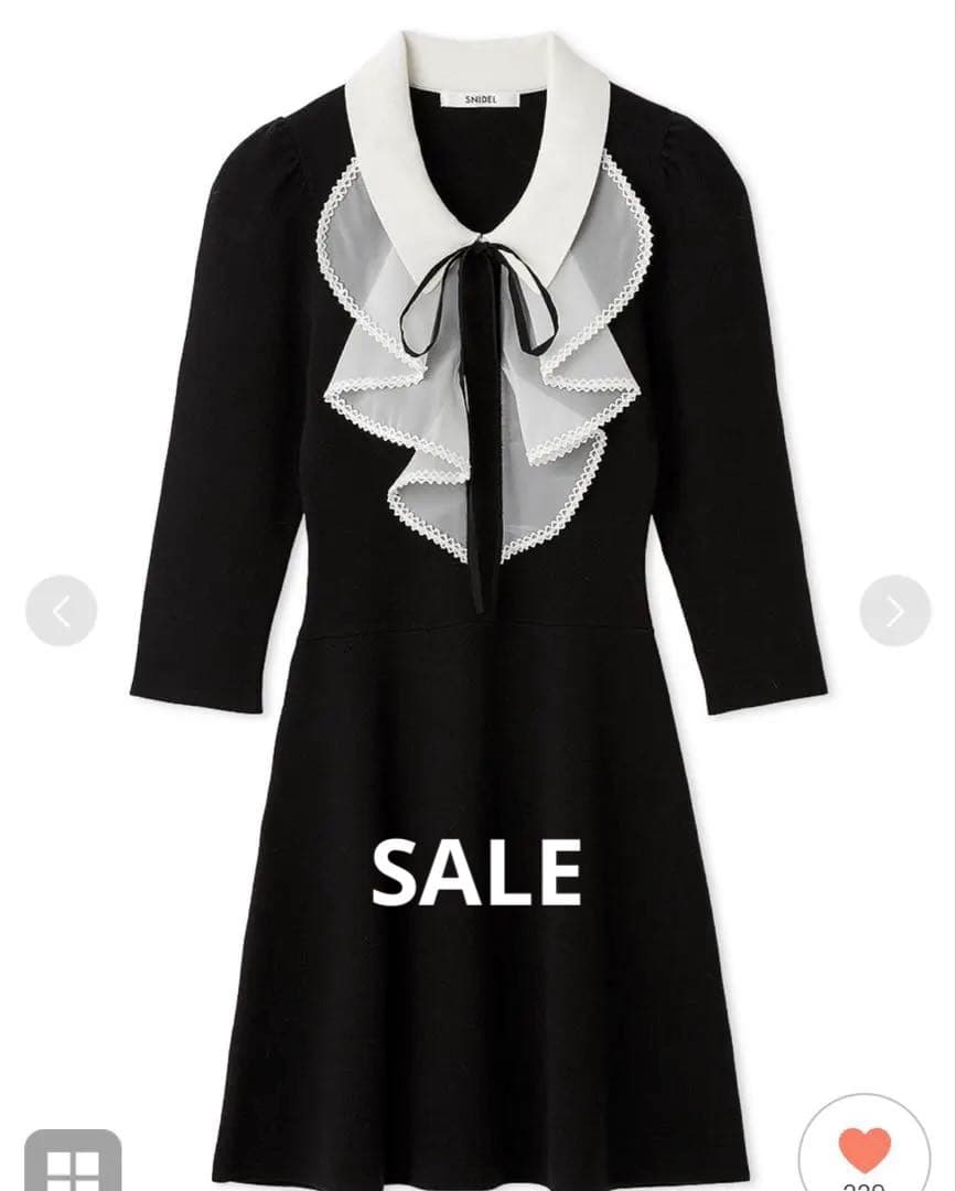 snidel スナイデル　ラッフルミニニットワンピース　ブラック