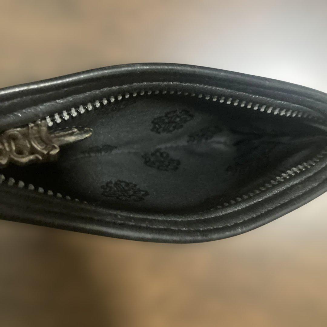 クロムハーツ　ブラックレザー フラットポーチ