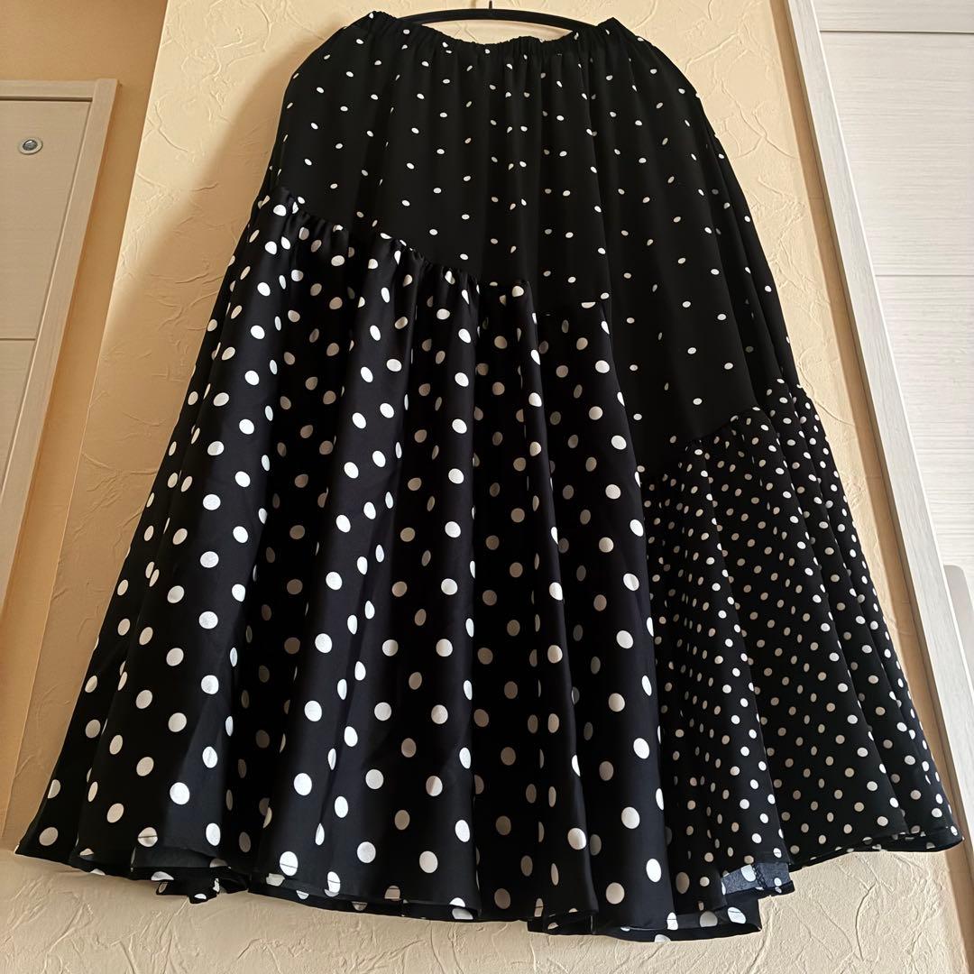 BEARDSLEY★ドットパッチワークロングスカート