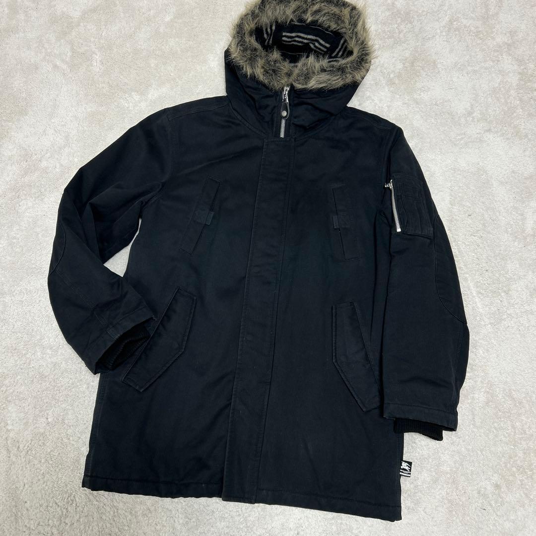 ♦︎バーバリーブルーレーベル♦︎メンズ♦︎ファー付きブラック♦︎ミリタリーコート♦︎N3B