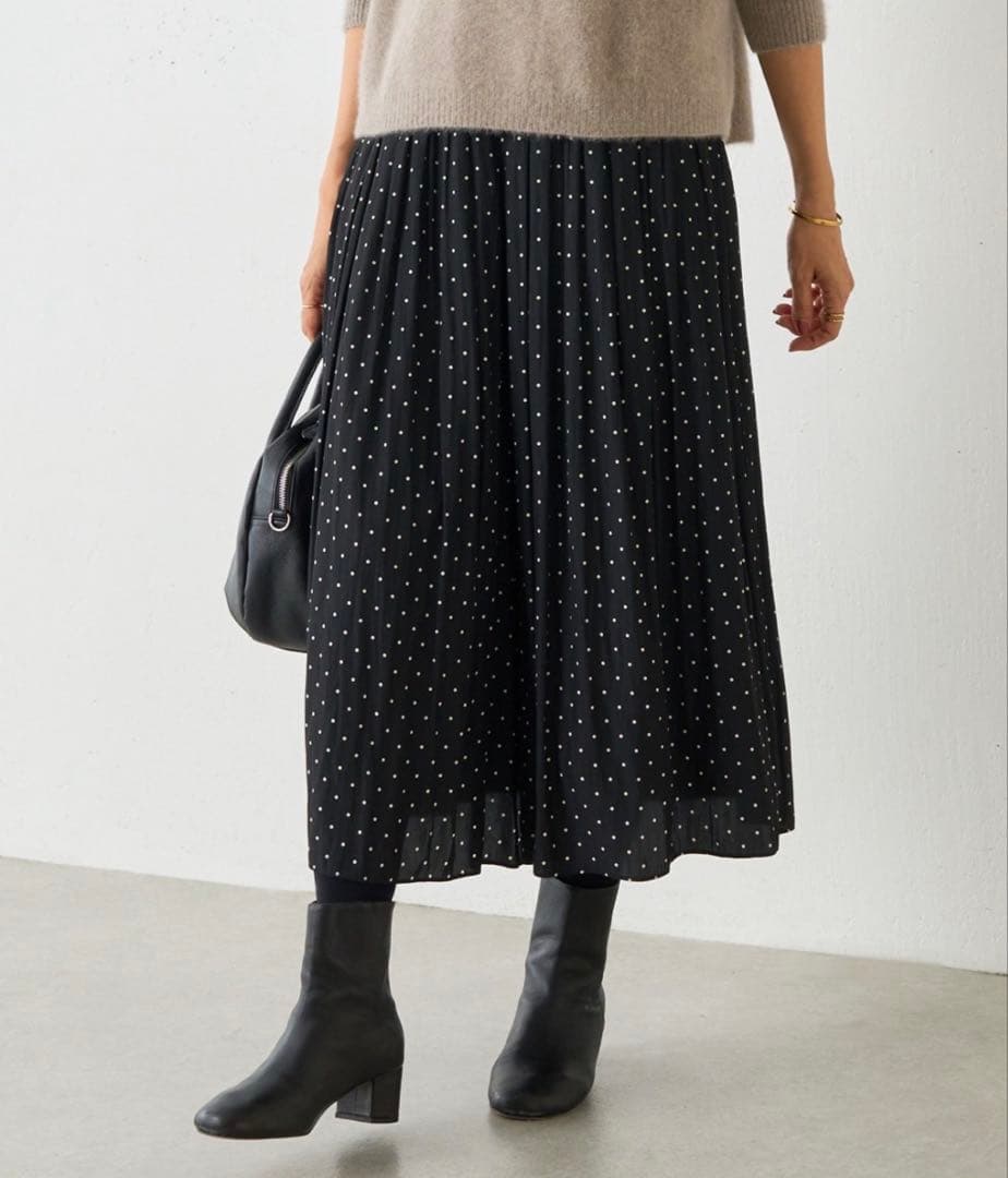 【美品】BEARDSLEY シワシフォンギャザーパンツ　ドット　サイズ0