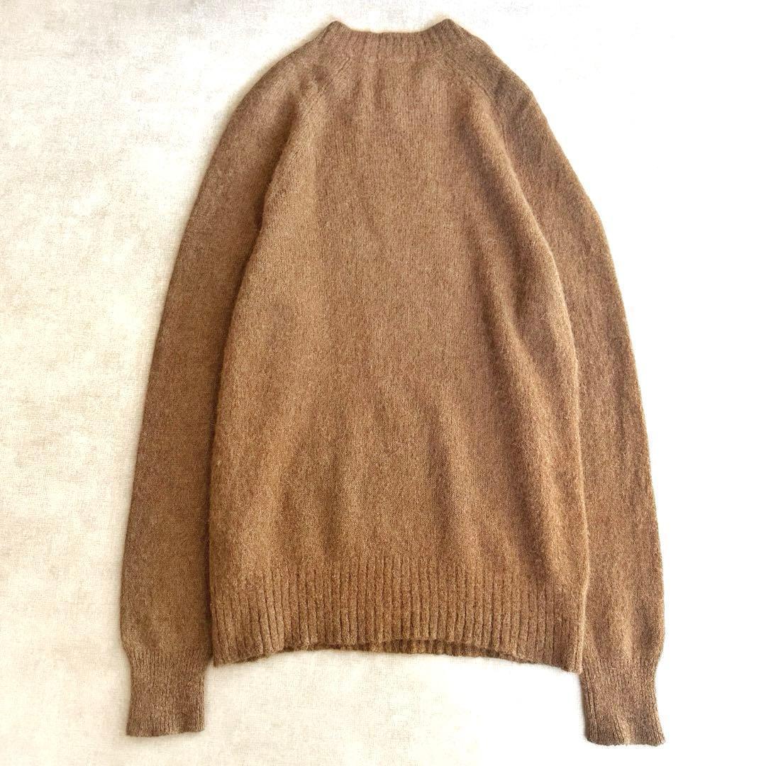 美品▲ATON エイトン//ベビーアルパカウールVネックニット▲キャメルブラウン
