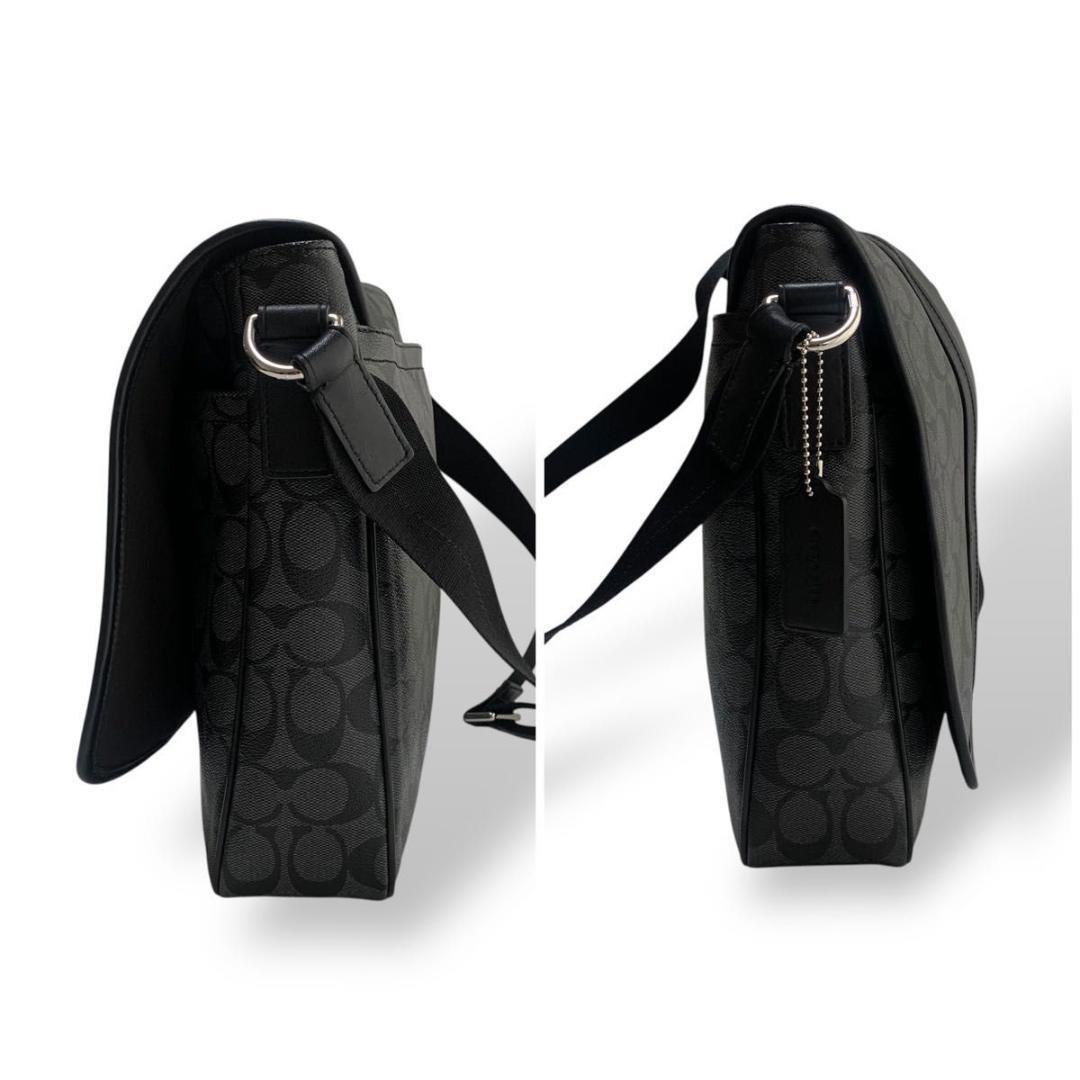 極美品 コーチ ショルダーバッグ メッセンジャー シグネチャー 大容量 ブラック