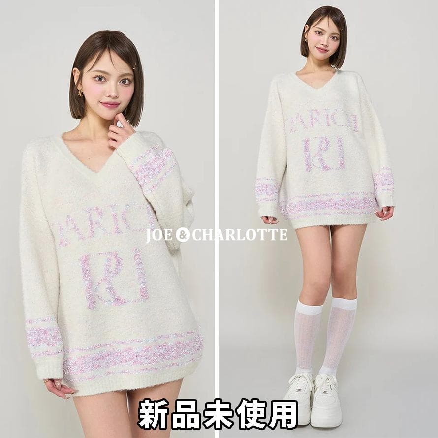 ダーリッチ darich ミックスカラーRDニットチュニック ホワイト