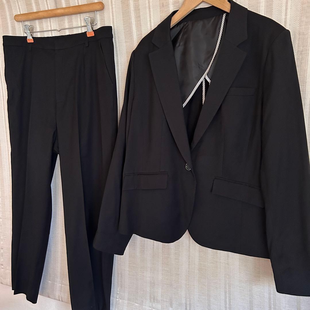 大きいサイズ19号TOPVALU 洗える！黒ストレッチテーパードパンツスーツ