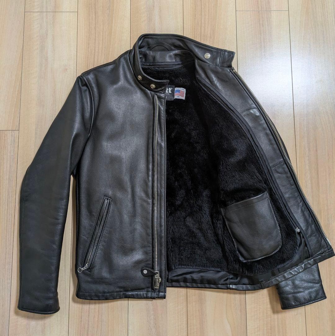 Schoot ショット 新型641 ライナー付 シングルライダースジャケット34