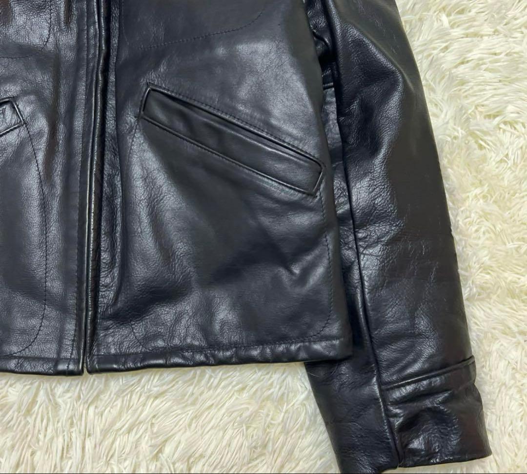 【絶版】ショット襟付トラッカーレザージャケット40 ブラック黒schott